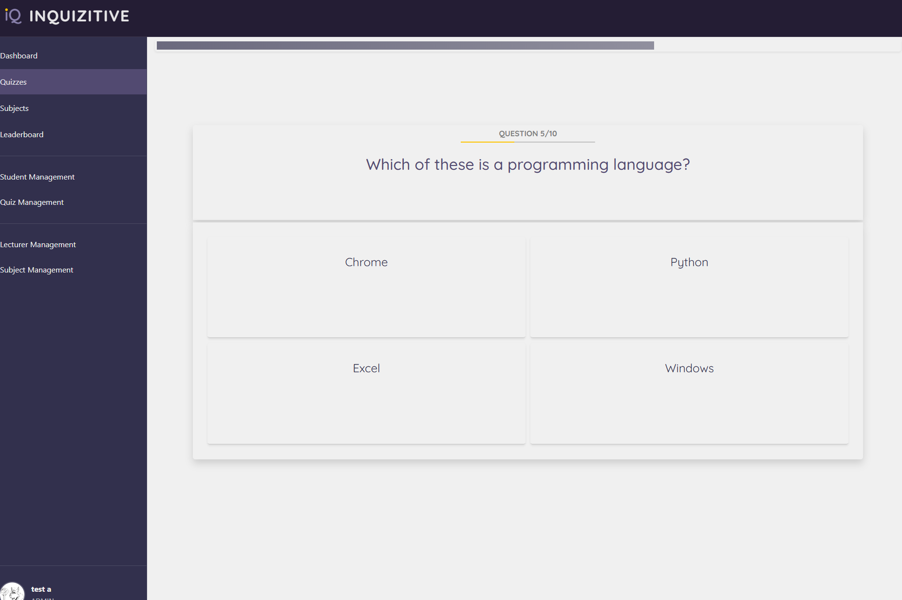 Quiz in Progress